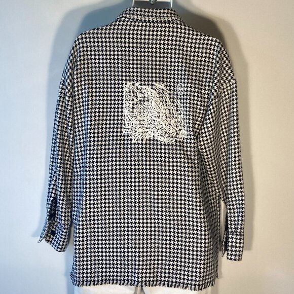 Shein SZ8/10 Houndstooth longline button front shirt or shacket essential office - Picture 6 of 12